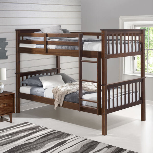 Walnut Twin Over Twin Bunk Bed, image 1