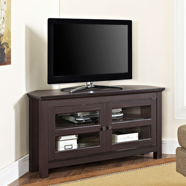 44-inch Espresso Wood Corner TV Stand, image 1