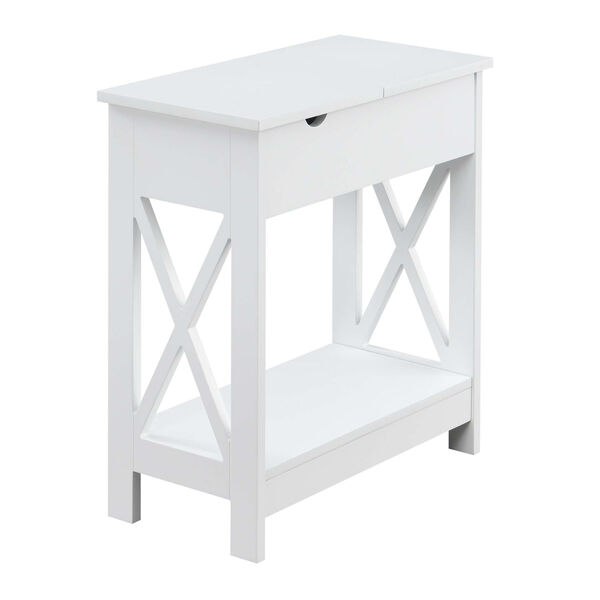 Oxford White Flip Top End Table with Charging Station, image 1
