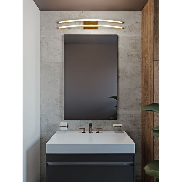 Harper Satin Brass 36-Inch Two-Light Integrated LED Bath Vanity, image 3