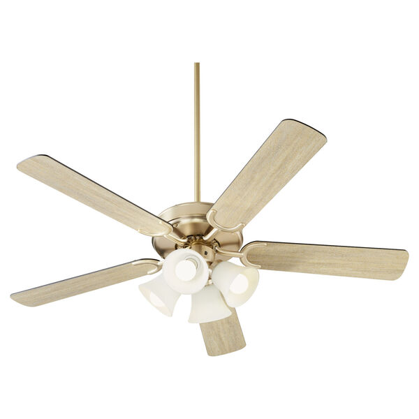 Virtue Aged Brass Four-Light 52-Inch Ceiling Fan with Satin Opal Glass, image 3
