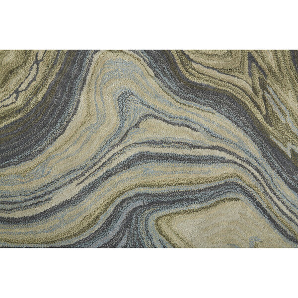 Amira Contemporary Marble Green Gray Rectangular: 3 Ft. 6 In. x 5 Ft. 6 In. Area Rug, image 3