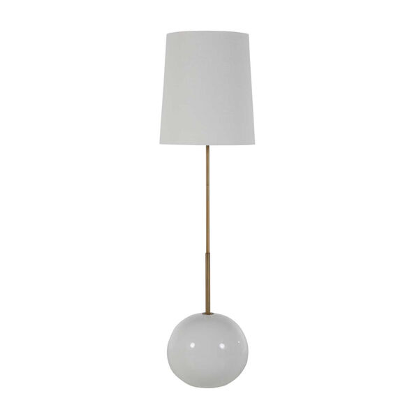 Hayward Matte Brass and White One-Light Floor Lamp, image 1