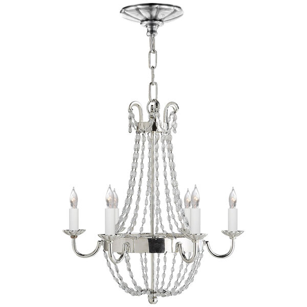 Petite Paris Flea Market Chandelier in Polished Silver and Seeded Glass by Chapman and Myers, image 1
