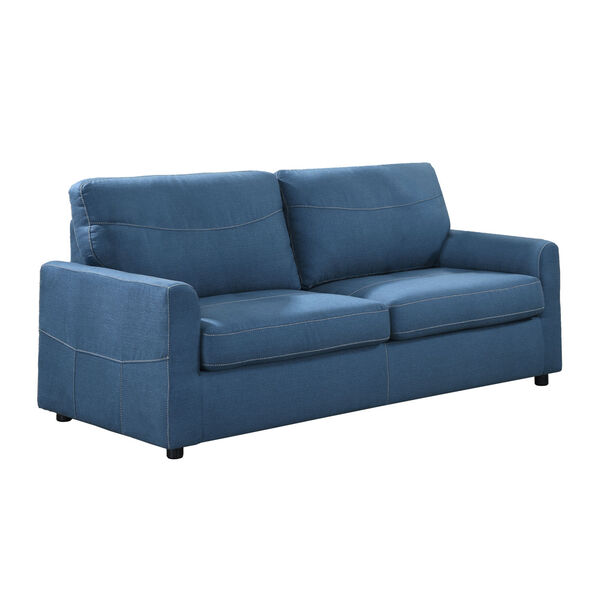 Linden Blue 79-Inch Queen Sleeper Sofa with Pillows, Faux Leather Upholstery And Gel Foam Mattress, image 3