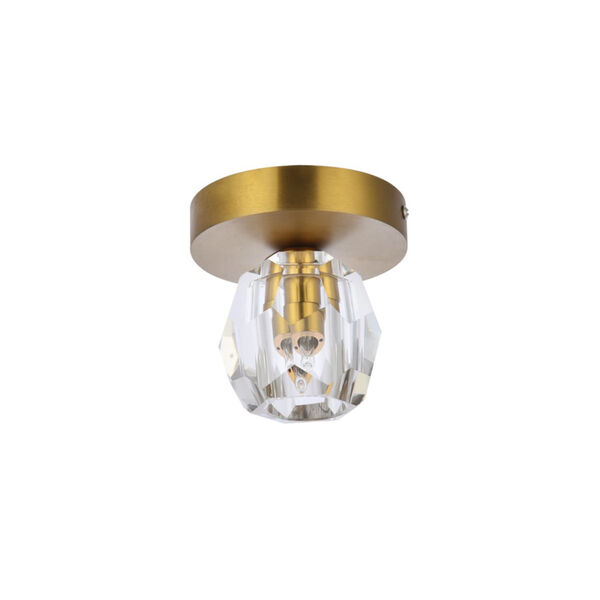 Eren Gold One-Light Flush Mount with Royal Cut Clear Crystal, image 3