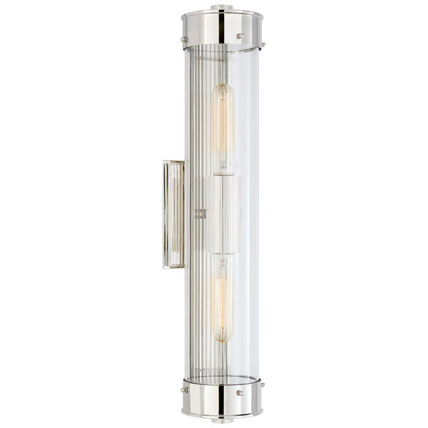 Marais Linear Bath Sconce in Polished Nickel with Clear Glass by Thomas O'Brien, image 1