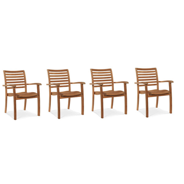 Birmingham Nature Sand Teak 35-Inch Square Table Outdoor Family Dining Set, 5-Piece, image 3
