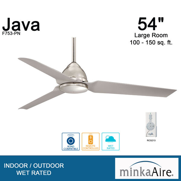 Java Polished Nickel 54-Inch Ceiling Fan, image 5
