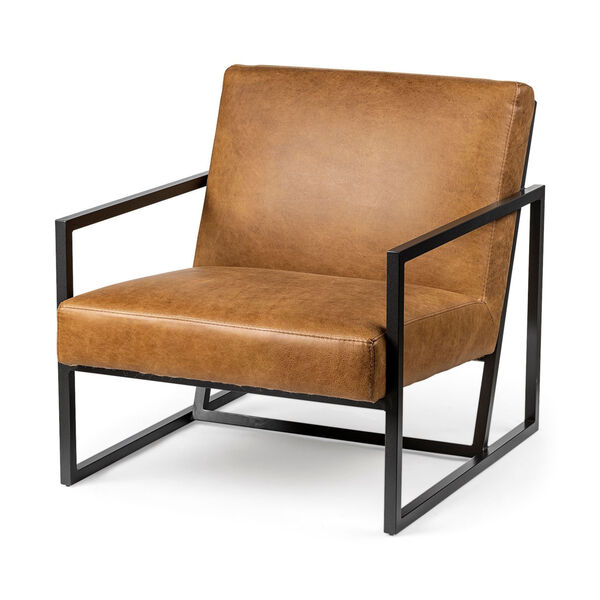 Armelle II Gray and Brown Leather Arm Chair, image 1