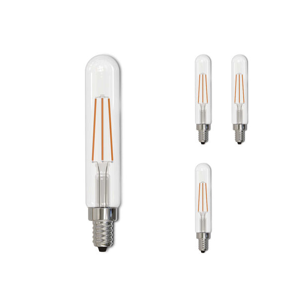 Pack of 4 Clear Glass T8 LED Candelabra E12 Dimmable 4.5W 2700K Light Bulb, image 2