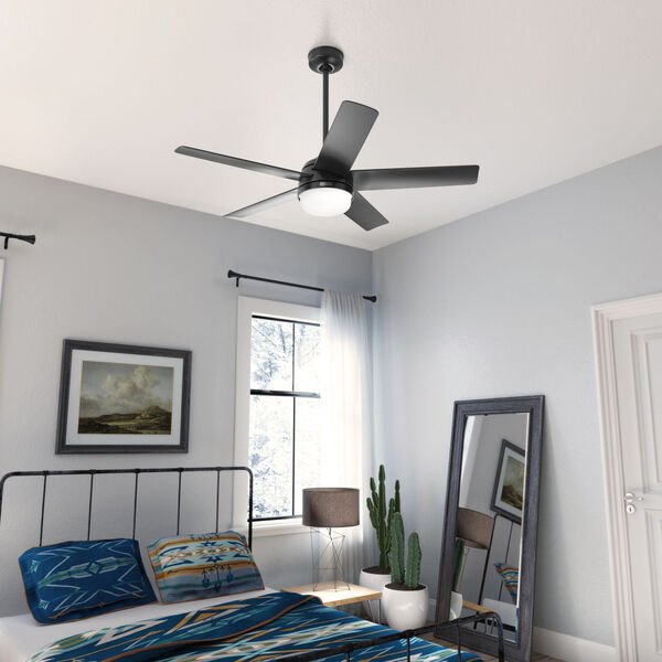 Yuma Matte Black 52-Inch Ceiling Fan with LED Light Kit and Handheld Remote, image 2