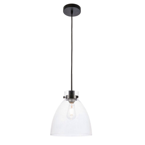 Frey Black 11-Inch One-Light Pendant with Clear Glass, image 1