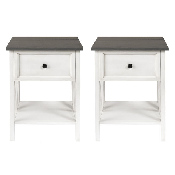 Natalee Gray and White Wash V-Frame Side Table, Set of Two, image 5