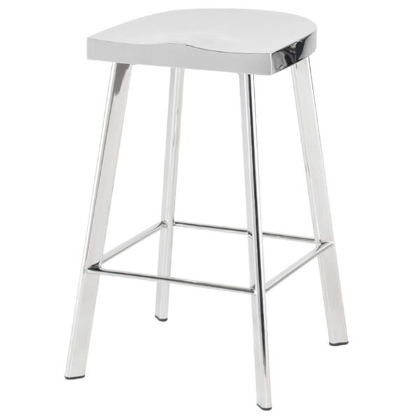 Icon Polished Silver Counter Stool, image 1