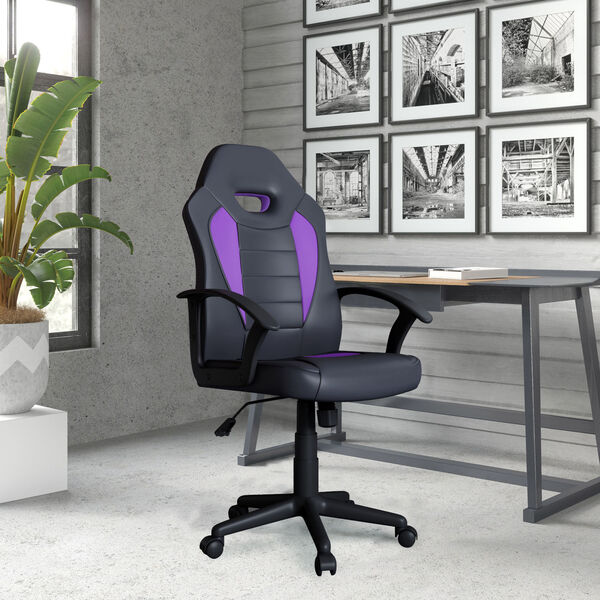 Hendricks Purple Gaming Office Chair with Vegan Leather, image 2
