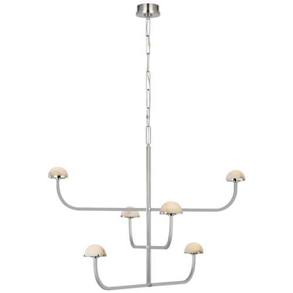 Pedra Polished Nickel Six-Light LED Three Tier Shallow Chandelier by Kelly Wearstler, image 1