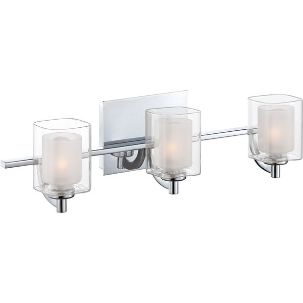 Kolt Polished Chrome Three-Light LED Vanity with Outer Clear Glass, image 5