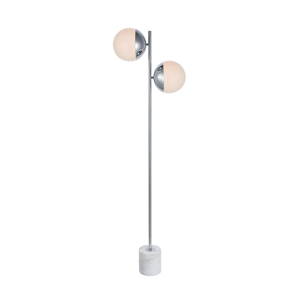 Eclipse Chrome and Frosted White Two-Light Floor Lamp, image 1