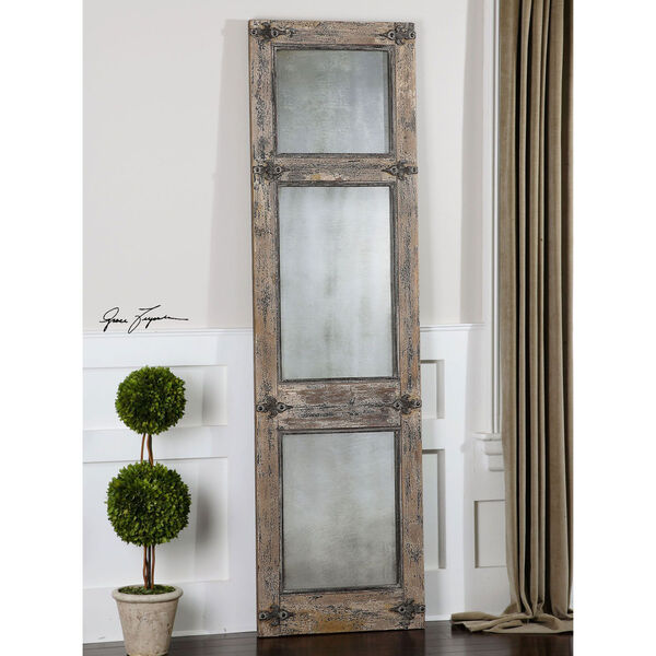 Saragano Distressed Slate Blue and Aged Ivory Leaner Mirror, image 2