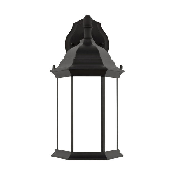Sevier Black Eight-Inch One-Light Outdoor Downlight Wall Sconce with Satin Etched Shade, image 1