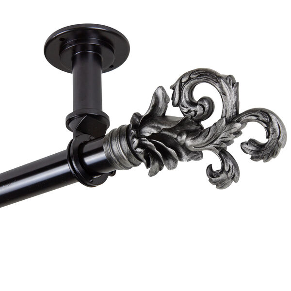 Plume Black 48-Inch Ceiling Curtain Rod, image 1