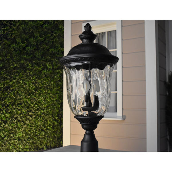 Carriage House Oriental Bronze Three-Light Outdoor Post Light with Water Glass, image 2