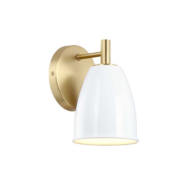 Biba Brushed Gold One-Light Wall Sconce with Ice Mist Metal Shades, image 4