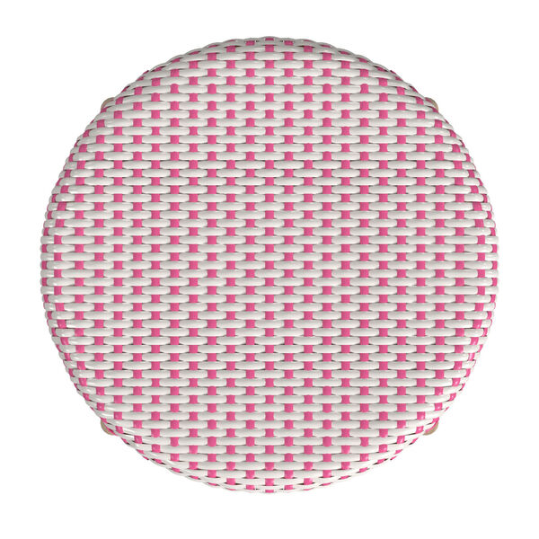 Tobias White and Pink Dot on Natural Rattan Counter Stool, image 5