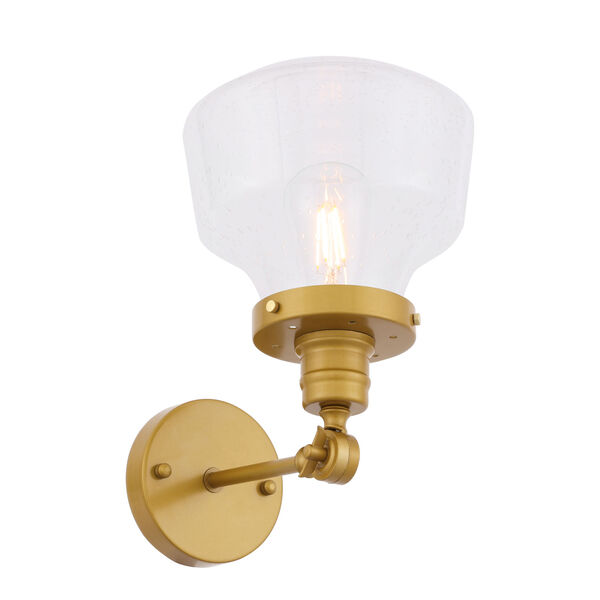Lyle Brass Eight-Inch One-Light Wall Sconce with Clear Seeded Glass, image 4