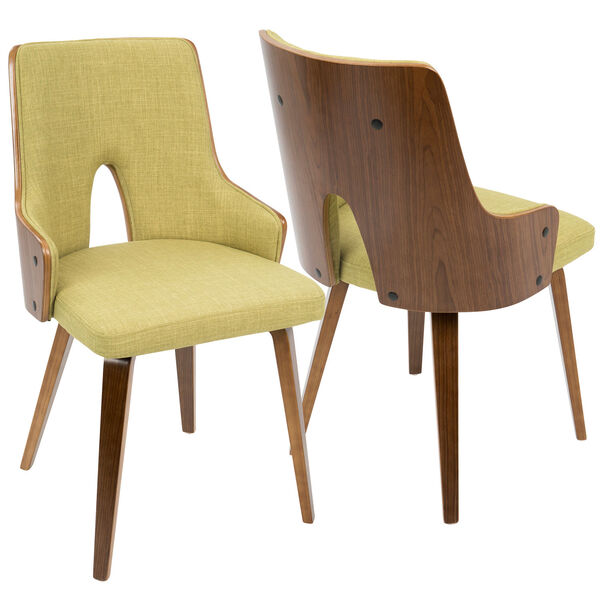 Stella Walnut and Green Dining Chair, Set of 2, image 2