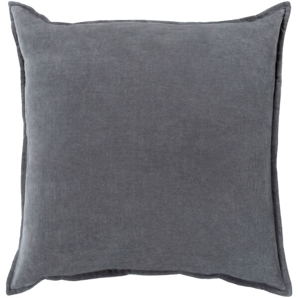 Cotton Velvet Gray 22-Inch Pillow Cover, image 1