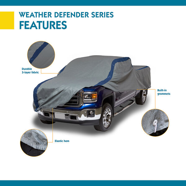 Weather Defender Grey and Navy Blue Pickup Truck Cover for Extended Cab Standard Bed Trucks up to 20 Ft. 9 In. Long, image 5