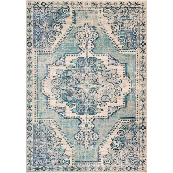 Bohemian Teal and Navy Rectangular: 3 Ft. 11 In. x 5 Ft. 7 In. Rug, image 1