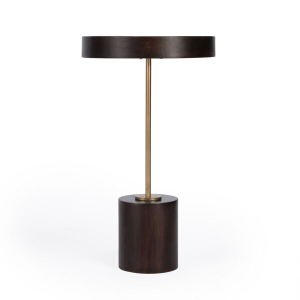 Shen Gold and Dark Brown Pedestal Side Table, image 3