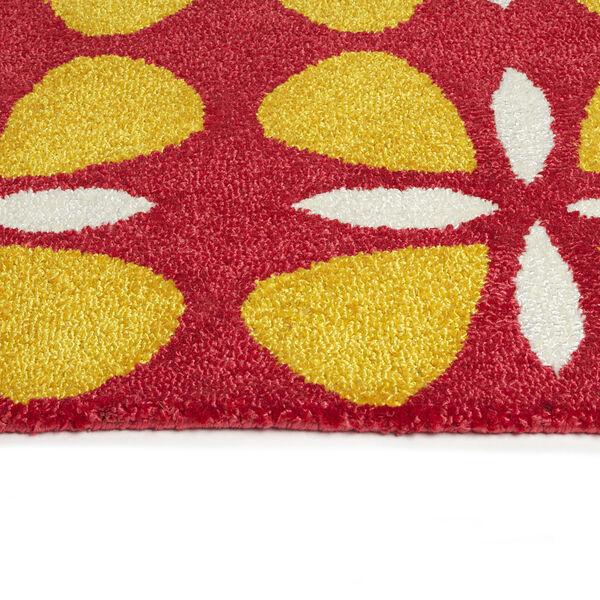 Peranakan Tile Red and Yellow 5 Ft. x 8 Ft. Indoor/Outdoor Rug, image 3