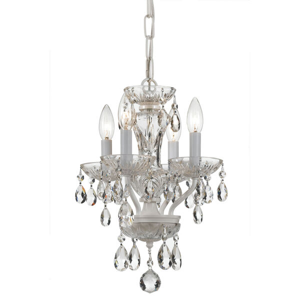 Traditional Wet White Four Light Mini-Chandelier with Clear Spectra Crystal, image 1