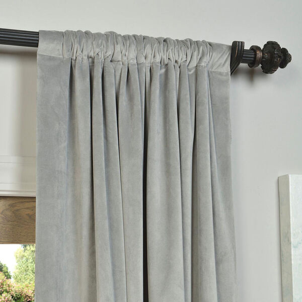 Signature Silver Grey Blackout Velvet Pole Pocket Single Panel Curtain 50 x 84, image 2