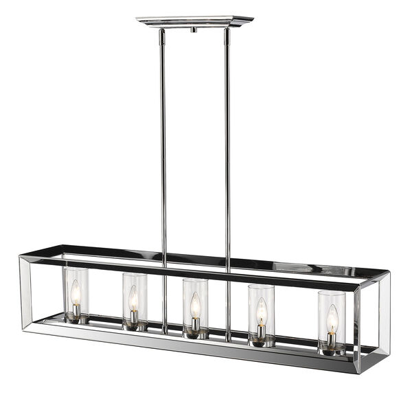 Smyth Chrome Five-Light Linear Pendant with Clear Glass, image 2