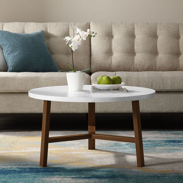 White Marble and Acorn Round Coffee Table, image 1