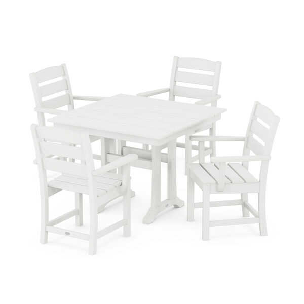 Lakeside White Trestle Arm Chair Dining Set, 5-Piece, image 1