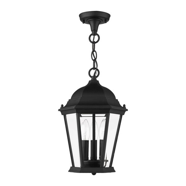 Hamilton Textured Black 10-Inch Three-Light Outdoor Pendant Lantern, image 2