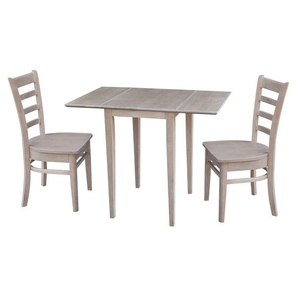 Washed Gray Taupe Small Dual Drop Leaf Table with Chairs, 3-Piece, image 1