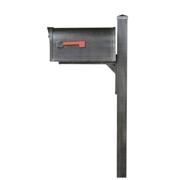 Classic Curbside Mailbox Swedish Silver Mailbox with Locking Insert and Wellington Direct Burial Mailbox Post Smooth, image 4
