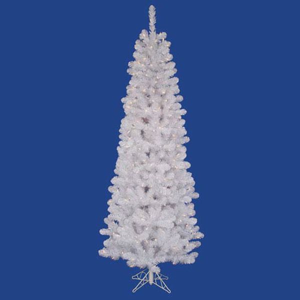 White Salem Pencil Pine 6.5 Ft. Artificial Tree with 180 Warm White LED Lights, image 1