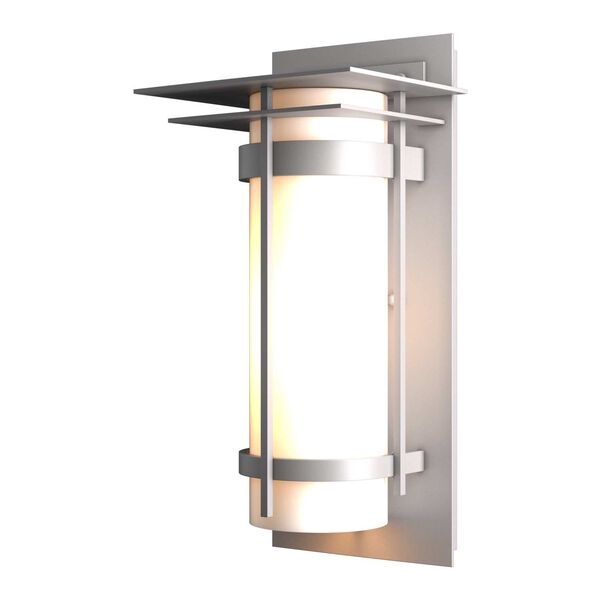 Banded Coastal Burnished Steel One-Light Outdoor Sconce with Top Plate, image 1