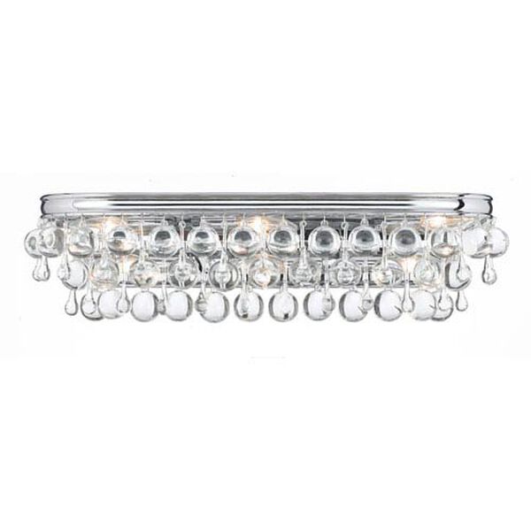 Hopewell Polished Chrome Six-Light Vanity with Clear Crystal, image 1