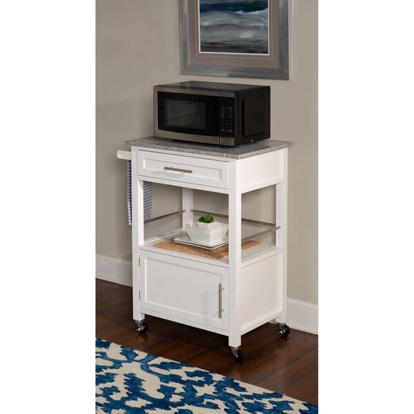 Dylan White Kitchen Cart with Granite Top, image 3