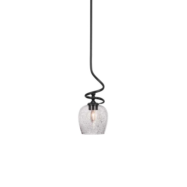 Capri Matte Black One-Light Mini Pendant with Smoke Bubble Glass, image 1