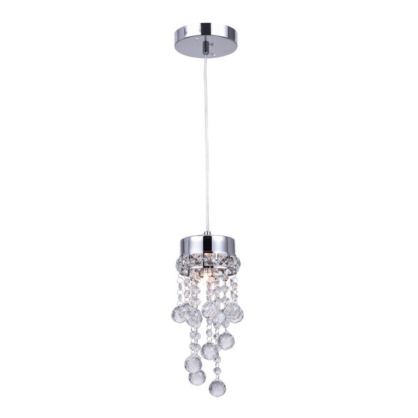 Monica Chrome One-Light Mini Pendant with K9 Clear Crystal, image 1